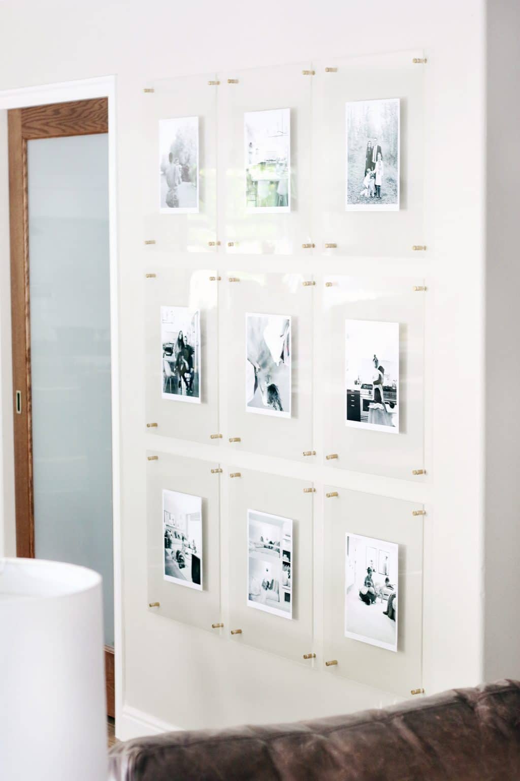 gallery wall of acrylic frames