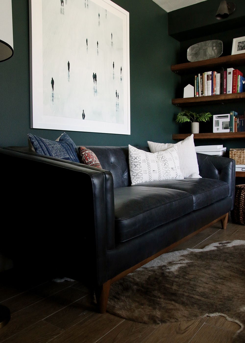 Modern Chesterfield Black Leather Sofa