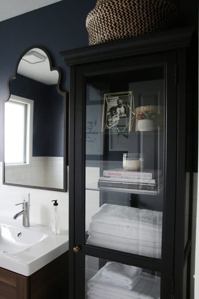 Ikea Vanity and Linen cabinet in Chris Loves Julia's bathroom
