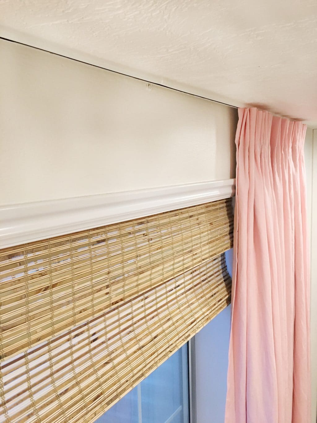 Floor to Ceiling Pink Curtains with a ceiling mount rod