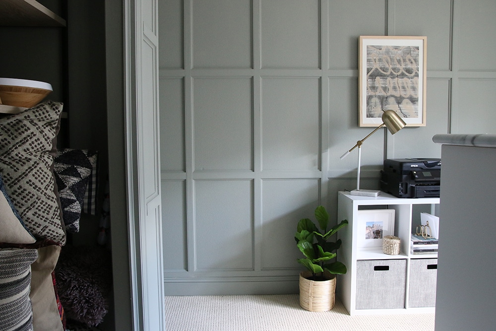 A Dark Beadboard Accent Wall in the office! - Chris Loves Julia