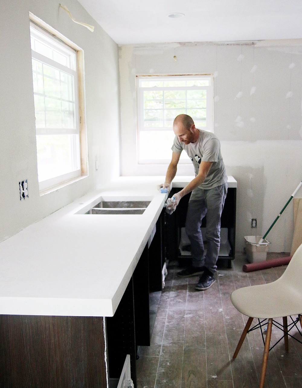 DIY White Concrete Countertops