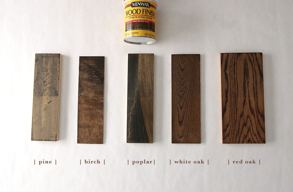 How 6 Different Stains Look On 5 Popular Types of Wood - Chris Loves Julia