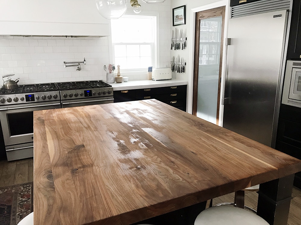 Refinished Our Butcher Block Countertop, Sealing Wood Countertops With Polyurethane