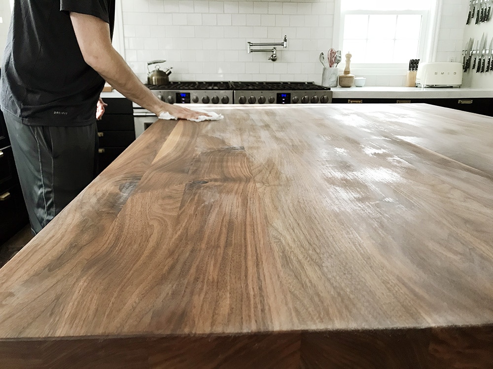 Refinished Our Butcher Block Countertop, Sealing Wood Countertops With Polyurethane