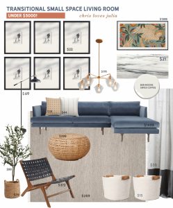 Mood Board Monday: A Transitional Small Space Living Room Under $5000 ...