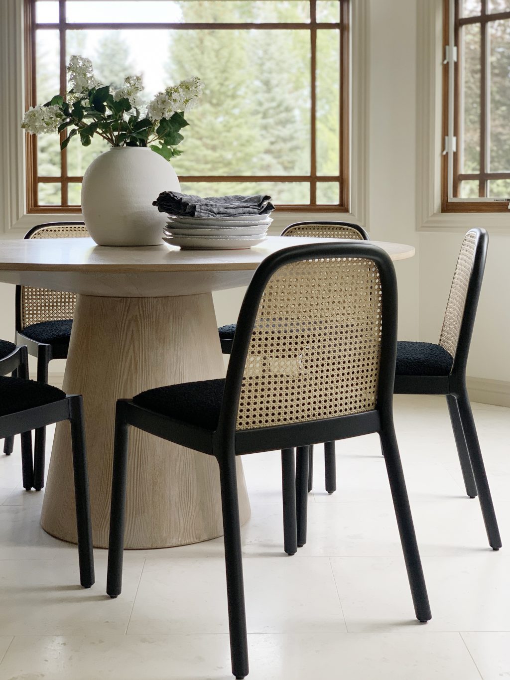 Our New Caned Dining Chairs Are Here, Spray Painting Dining Room Chairs Black