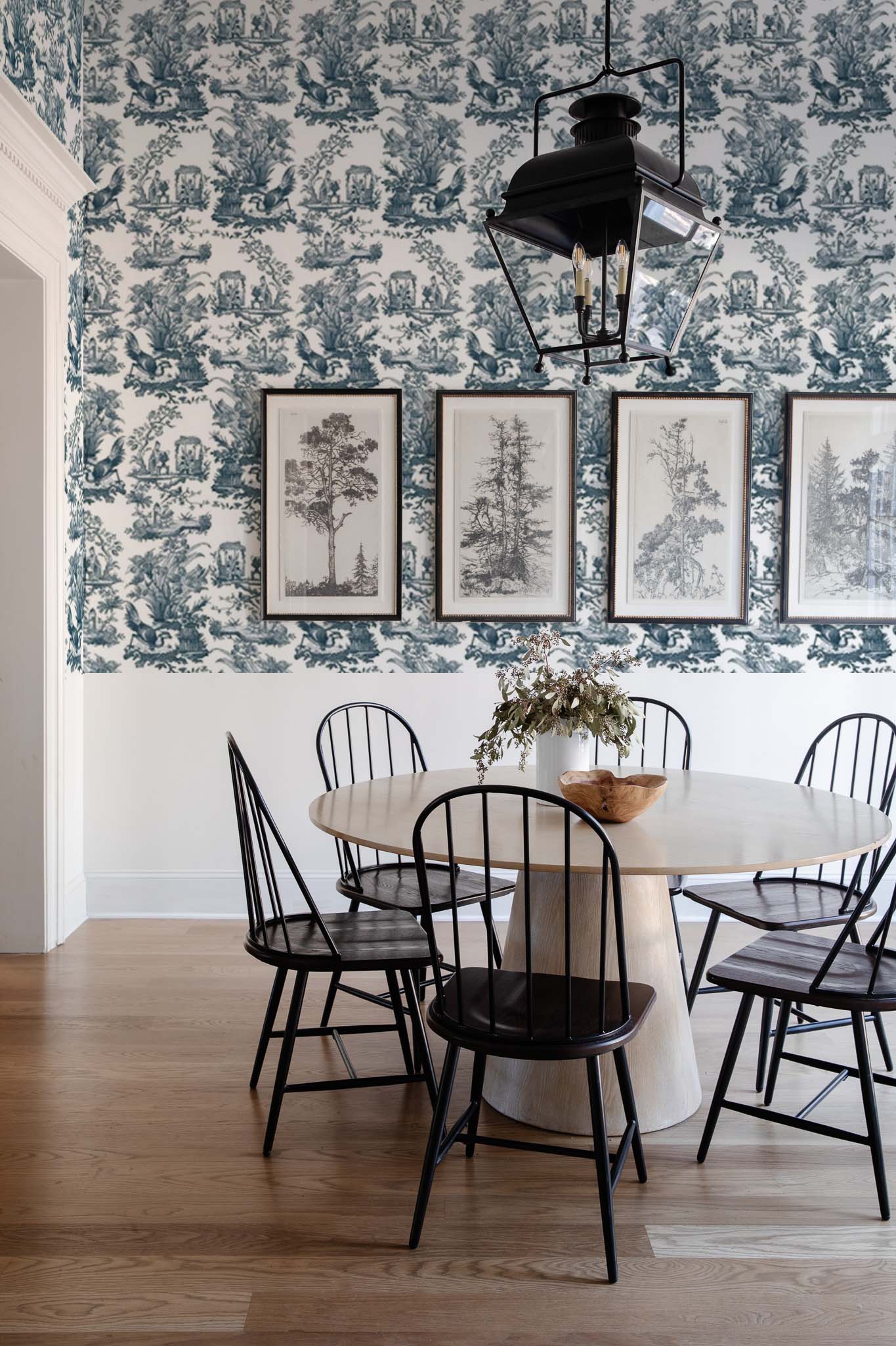 Deciding on Toile Wallpaper Over Stripes in the Dining Room...kind of. -  Chris Loves Julia