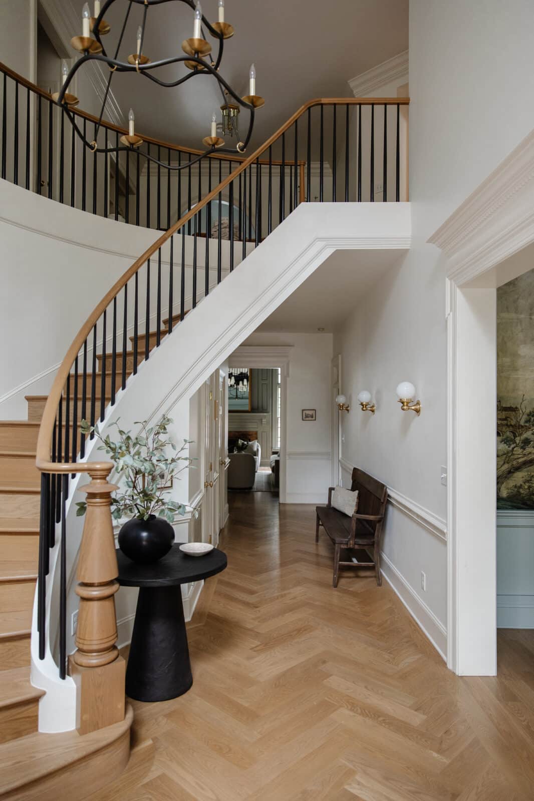 Changes in the Front Entry: Black Balusters and Black Front Door ...