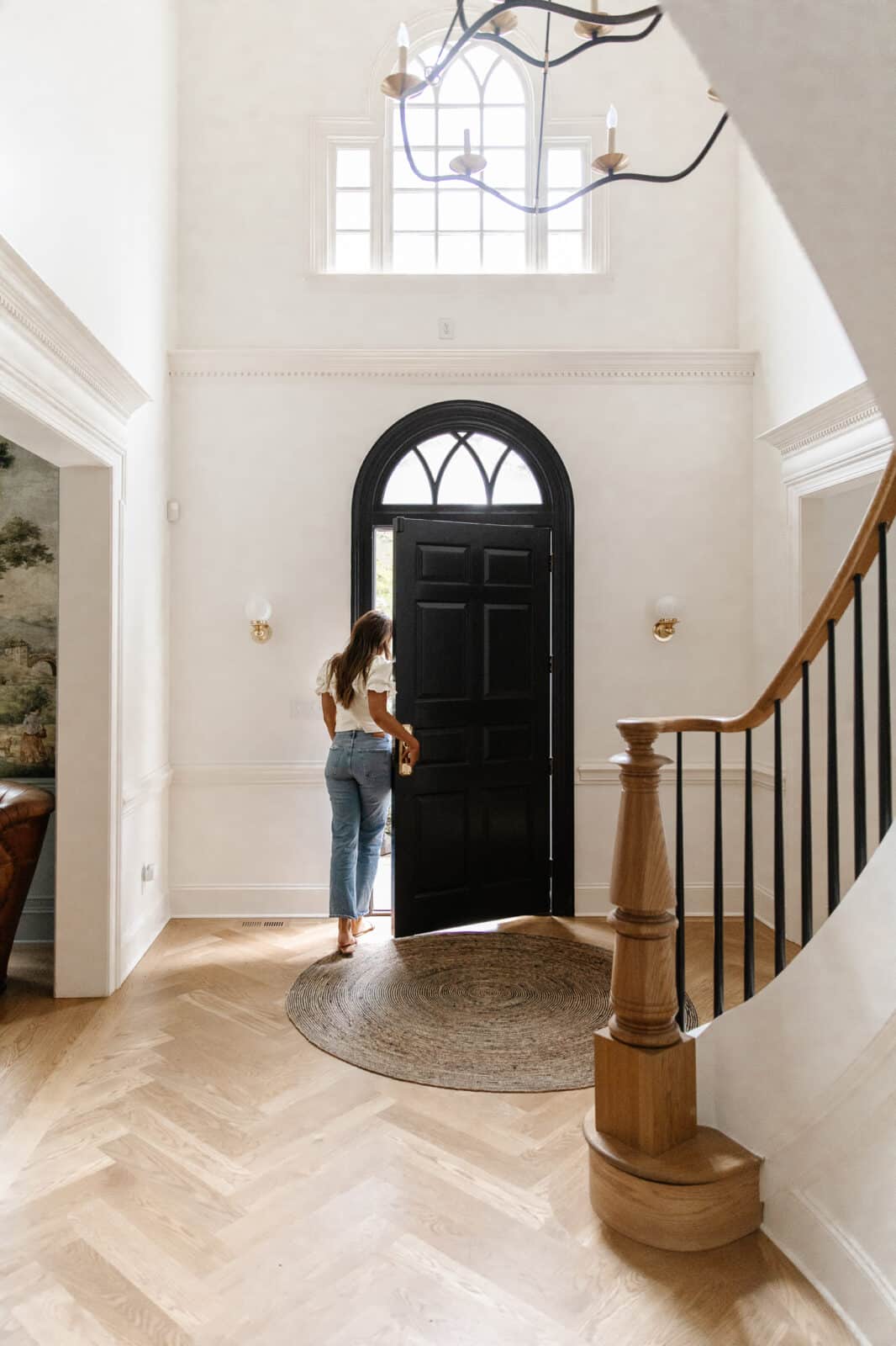 Changes in the Front Entry: Black Balusters and Black Front Door ...