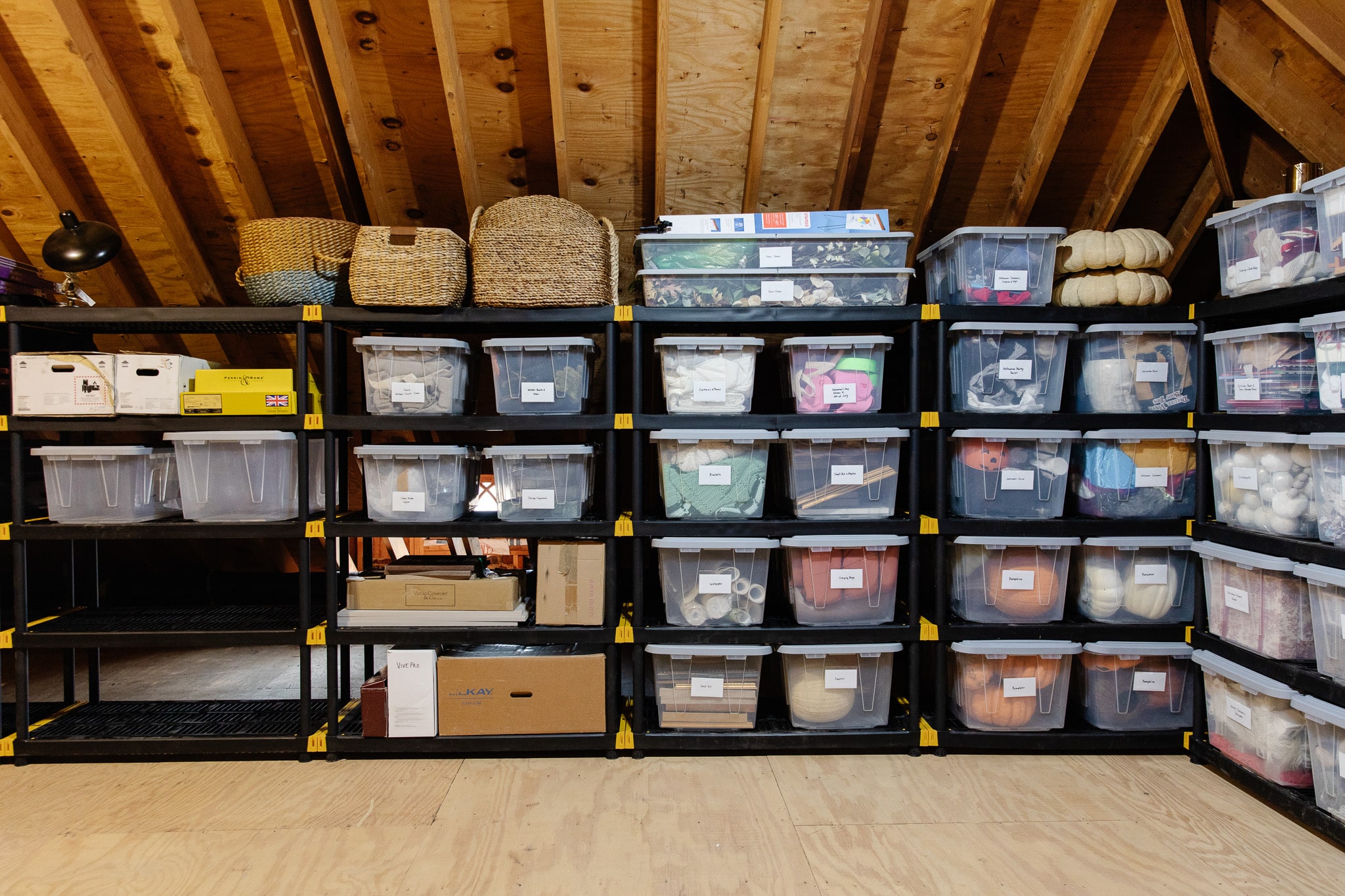 Organizing Basement Shelves-Adding Color to Storage Spaces