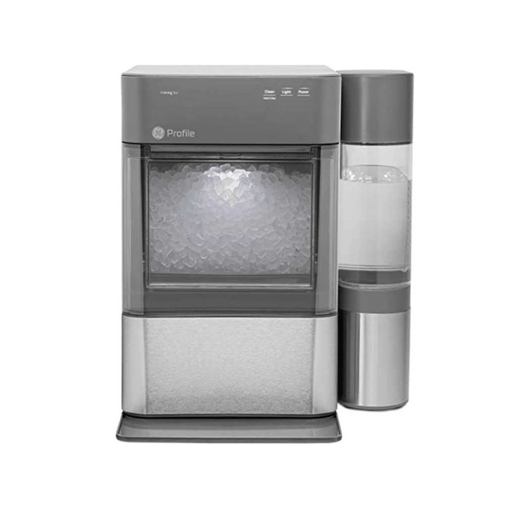 Nugget Ice Maker,Stainless Steel Countertop Ice Maker Machine, 44Lbs/24H, 3qt Water Reservoir & Self-Cleaning & Timer Function, Portable Ice Maker