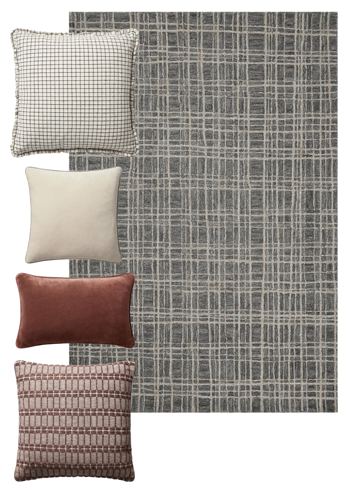Chris Loves Julia My Favorite Pillow & Rug Pairings | Polly Rug in Graphite and Pebble with Pillows