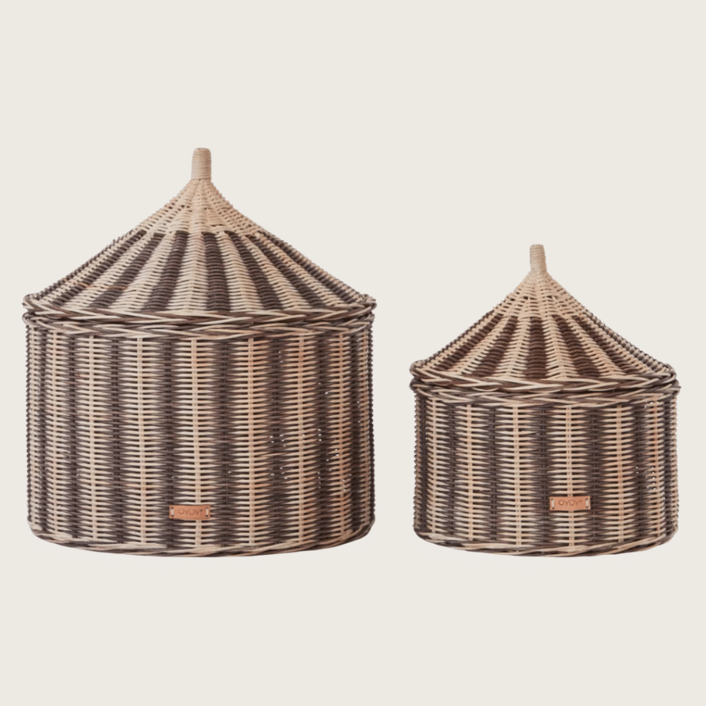 Circus Wicker Storage Baskets - Set of 2 in color Hazel