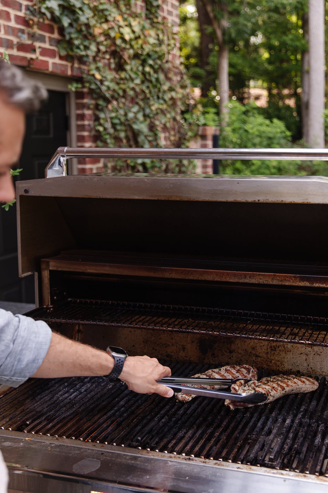 Chris grilling pork tenderloin
